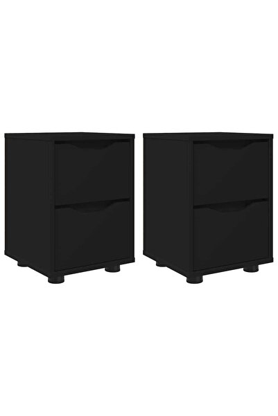 vidaxl Mese de noptieră 2 pcs Negru 30,5 x 30 x 43 cm Lemn compozit
