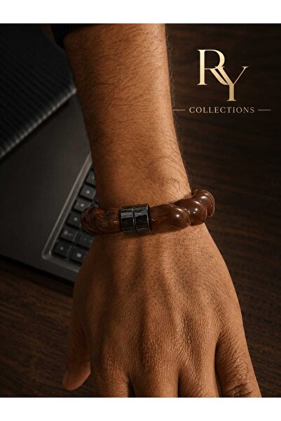 rycollections سوار رجالي بني فضي بوهو أنيق ومغناطيسي