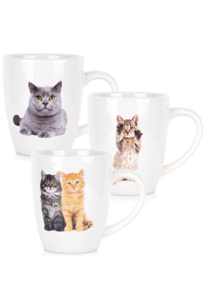 Orion Set de 3 căni ceramice cu pisici 220 ml