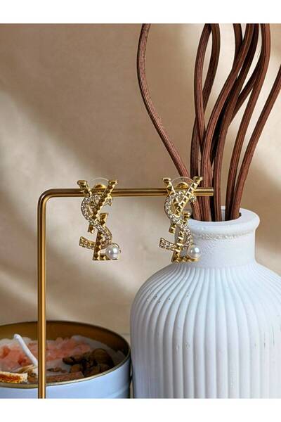 Generic Brand Women's Steel Earrings with Zircon Stones