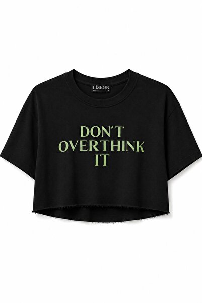 Lizbon Style Women's Crop T-Shirt Overthink Printed Oversize Relaxed Fit Shor...
