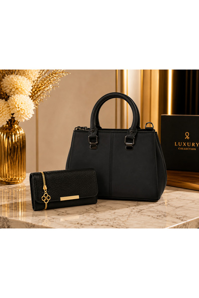MODAMARKM 3-Piece Double Set Shoulder Bag and Wallet, Women'S, Lacoste Leathe...