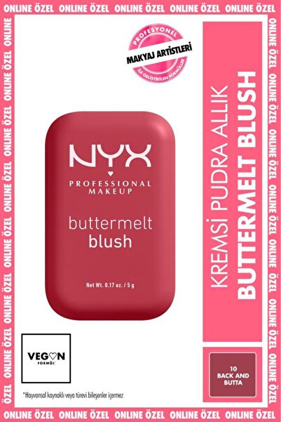 NYX Professional Makeup Buttermelt Blush Kremsi Pudra Allık - 10 Back And Butta