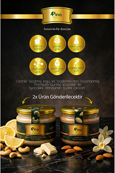 Pina Premium 2'li Gurme Paket - Belçika Beyaz Çikolatalı Limonlu Kaju Ezmesi ...