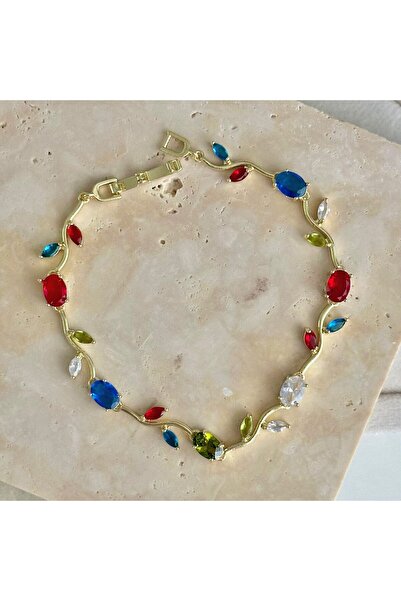 rycollections Colorful Zircon Stone Drop and Leaf Figured Bracelet