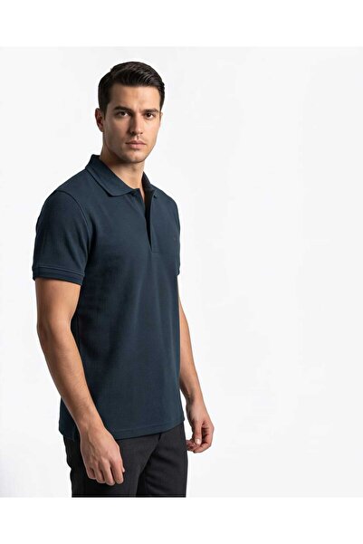 Özeniş Erkek Polo Yaka Slim Fit %100 Pamuk Waffle Kumaş T-Shirt