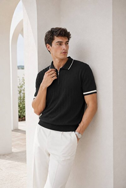 zs zaos fashion ανδρικό πλεκτό μπλουζάκι με φερμουάρ poloyaka, καλοκαιρινό κο...