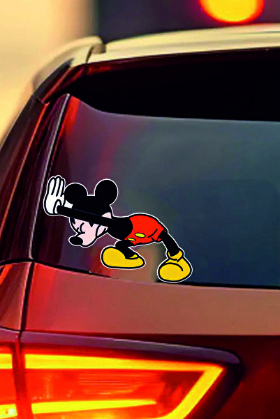 ESLEM Mickey Mouse Car Window Sticker 2 Pieces Humorous Cartoon Character Pus...