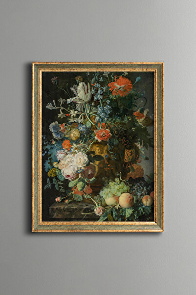 epiqart Fruit and Flower Still Life - Vintage Patterned Frame - Slim Model