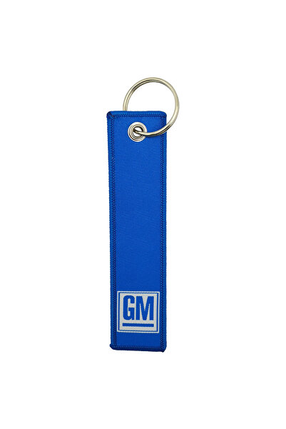GM Fabric Keychain Tag with Embroidered Logo, Metal Key Ring, Durable Automot...