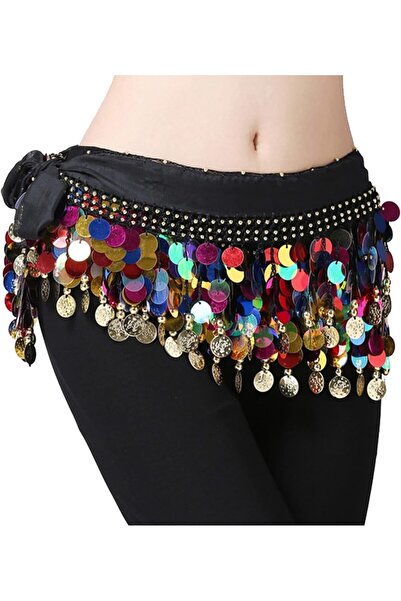 Bukela Women Belly Dance Hip Scarf, Dancing Costumes 88 Colorful Gold Coins H...
