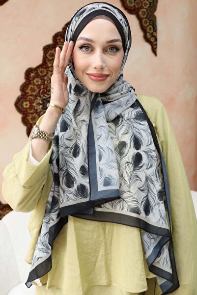 Hazamoda Feather Patterned Shawl Black