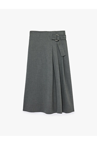 Koton Pleated Belted Midi Skirt