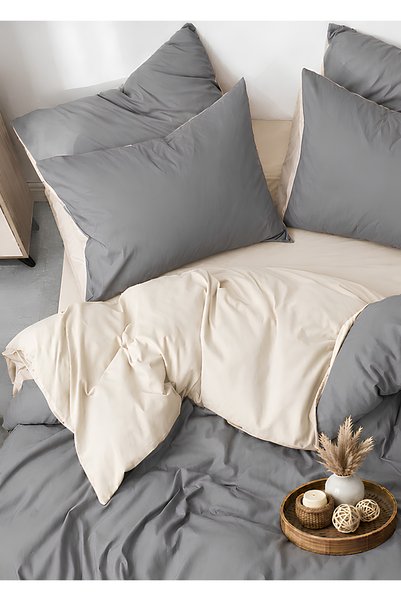remtex Cream & Gray Single Duvet Cover Set – Modern Minimal Series