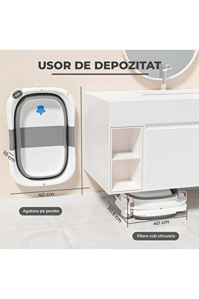 Elindor ®   Πτυσσόμενη Μπανιέρα Μωρού, Ιδανική για το Σπίτι ή τα Ταξίδια 60,5...