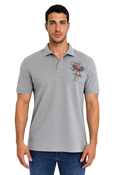 Arma Ar-Ma Men's Polo Collar T-Shirt Picture Printed Knitted Fabric Regular F...