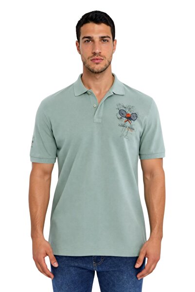 Arma Ar-Ma Men's Polo Collar T-Shirt with Picture Print Regular Fit Double Co...
