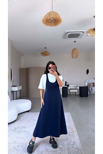 Buket Teke Navy Blue Twst Original Dress Tshirt Set