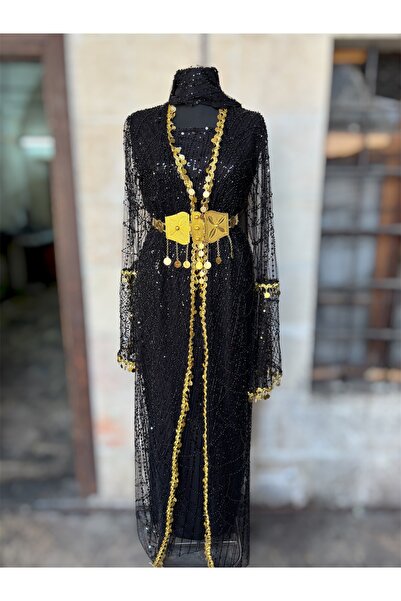 MODA Çeyrekli Zincirli Abiye Kaftan Şal ve Kemer Dahil