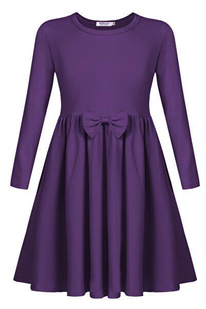 OEM Rochie Fetească Elegantă Din Bumbac Confortabilă Tip A-Line Mov Închis 150