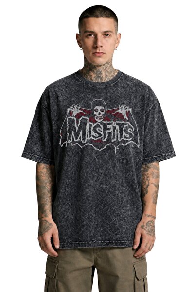 Fuddy Moda Unisex Oversize Rock Band Misfits Printed Washable T-Shirt