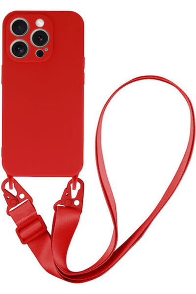 OEM Θήκη Πλάτης Σιλικόνης με Λουράκι Κόκκινο (iPhone 13 Pro Max)