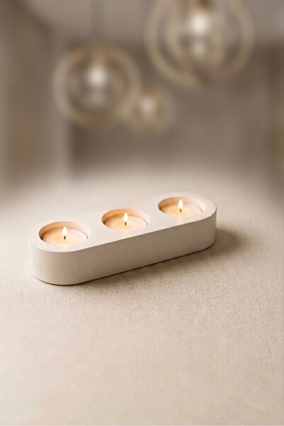 ACELEYOLLA 3'lü Beton Tealight Mumluk – Dekoratif Mumluk