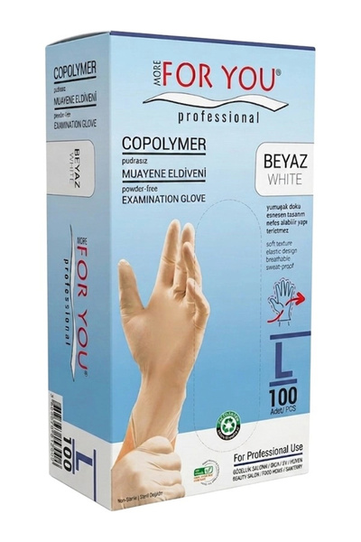 More For You Disposable Copolymer Gloves 100 Pcs White (L)