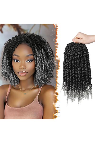 OEM Păr sintetic Passion Twist Ondulat Set de 8 Pachete Negru 30 cm