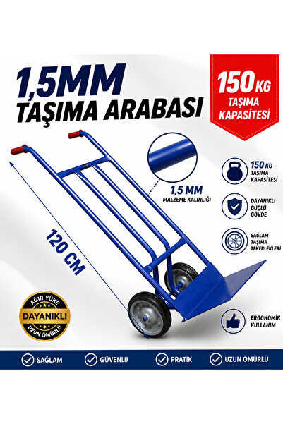 uysal hırdavat 1,5 mm Kalın Profilli Koli Taşıma Arabası 120 cm Boy 150 Kg Ka...
