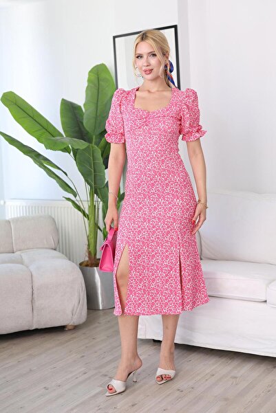 Siyezen Floral Patterned Midi Dress