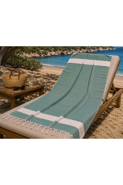 Livera Home Diamond Peshtemal |   100% Cotton, Natural Fringed |   Beach, Pool, Spa, Hammam, Sports, Travel Towel (Dark Green - 90X180 cm)