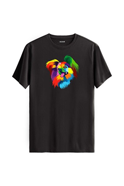 Colermi Colorful Milo Papillon Dog Printed T-Shirt
