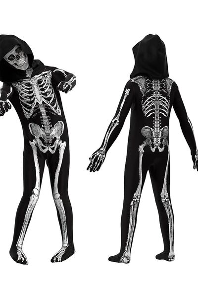 OEM Costum pentru copii schelet Costum complet cu mască de Halloween 120 cm N...