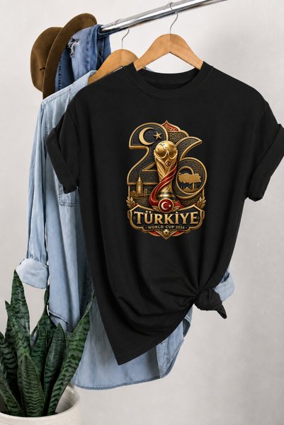 Impress Crew Neck National Team Special Design T-Shirt Turkey World Cup Oversize Comfortable Fit T-Shirt Unisex 100% Organic Cotton