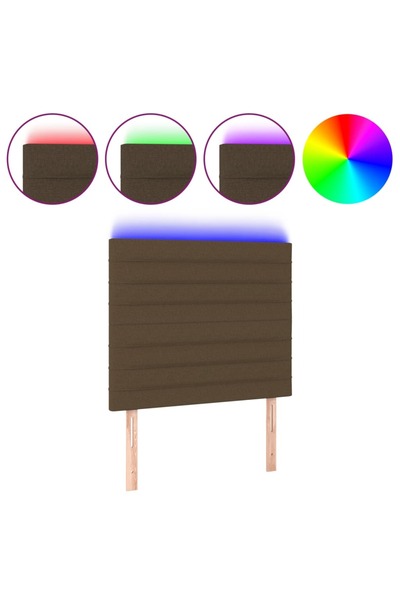 vidaxl Tăblie de pat cu LED, maro închis, 100x5x118/128 cm, textil
