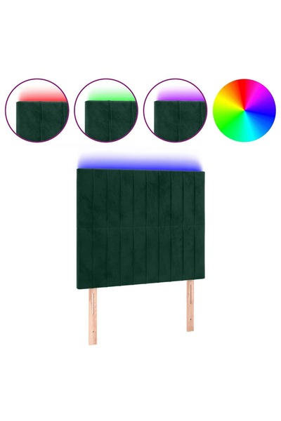 vidaxl Tăblie de pat cu LED, verde închis, 100x5x118/128 cm, catifea