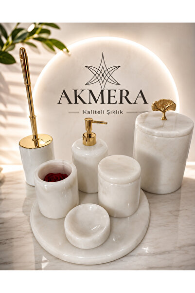 Akmera Home Akmera Elite 7 Parça %100 Gerçek Mermer Banyo Seti