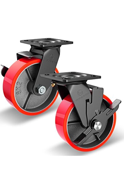 OEM Roti pivotante cu frână Poliuretan, set 2 bucati, rezistente, 15 cm