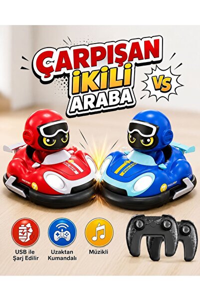 Generica İki Kişilik Uzaktan Kumandalı Çarpışan Arabalar Şarjlı Kafası Atan H...