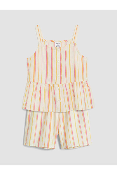 LC Waikiki Set de pantaloni scurți din poplin în dungi pentru fete