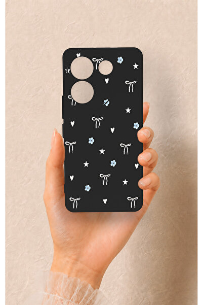 Vip Case Tecno Camon 20 Pro Uyumlu Mini Fiyonk Siyah Desenli Silikon Kılıf