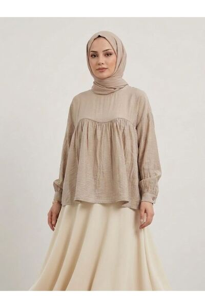 Lunsera Store تفاصيل الأكمام - تونيك مزين بالكشكش - مينك