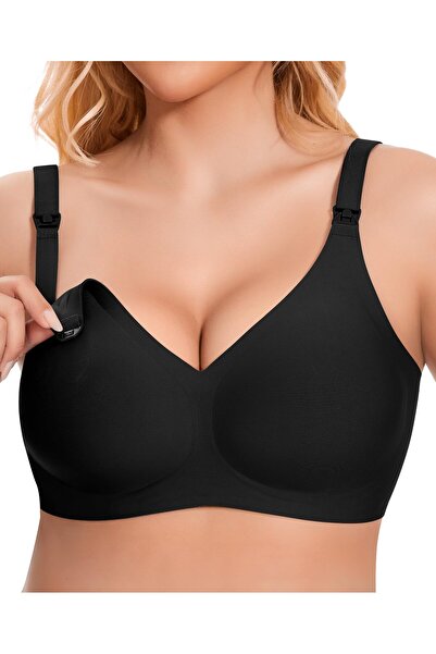 OEM Nursing Bra Wireless Padded Maternity Sleep Bra for Large Breasts – Black...