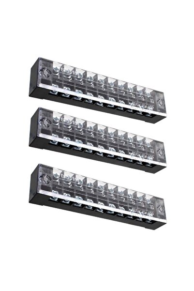 OEM Комплект винтови клеми, 3 броя, 10-гнездови, 600V 15A, двуредови, с капак...