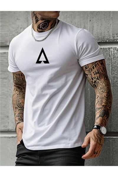 tkn your style Tricou din bumbac cu imprimeu grafic Triangle pentru bărbați