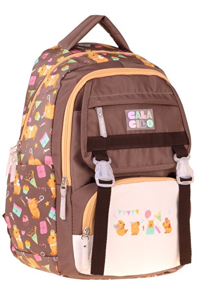 CalaCilo Boy's Party Printed Brown Four-Compartment Primary School School and...