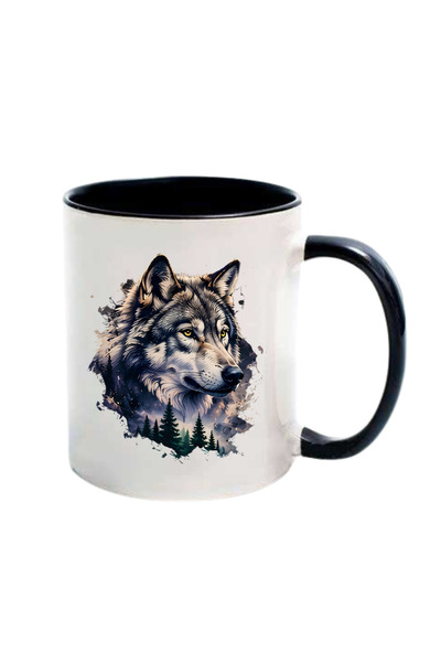 CERCİBAZAAR Wolf Themed Special Design Porcelain Mug – 300 ml Stylish Mug wit...