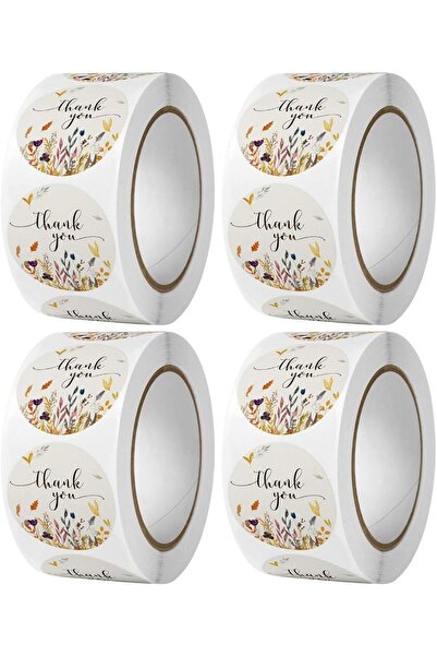 Arabest 2000-Piece Thank You Stickers,Floral Design,2.54 cm Round,Packaging E...
