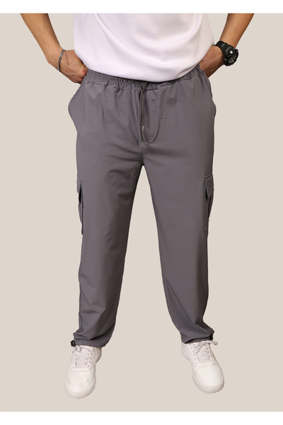 STRAVON Men's Baggy Parachute Fabric Cargo Pants with Pockets and Adjustable ...